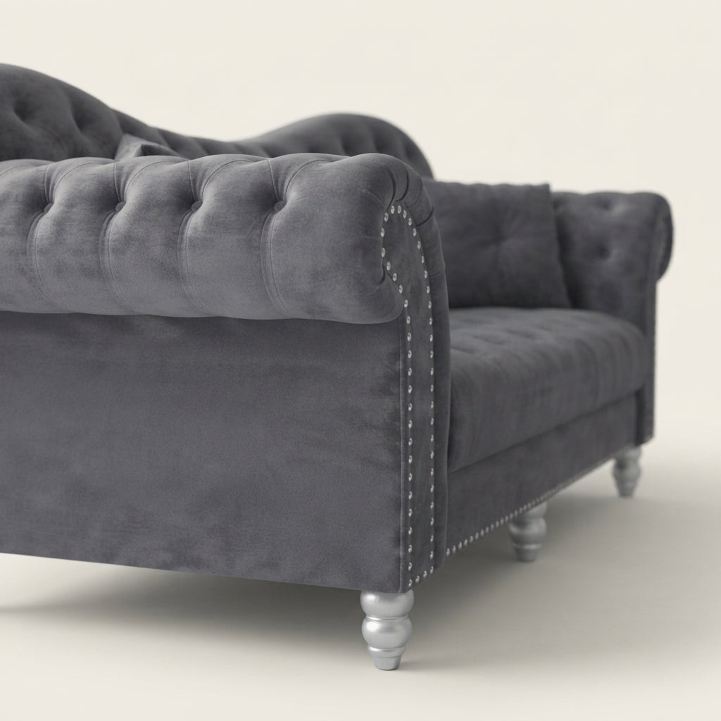 Elegance Sofa | Chesterfield-Style, Plain Seat Cushions, Made to Order UK