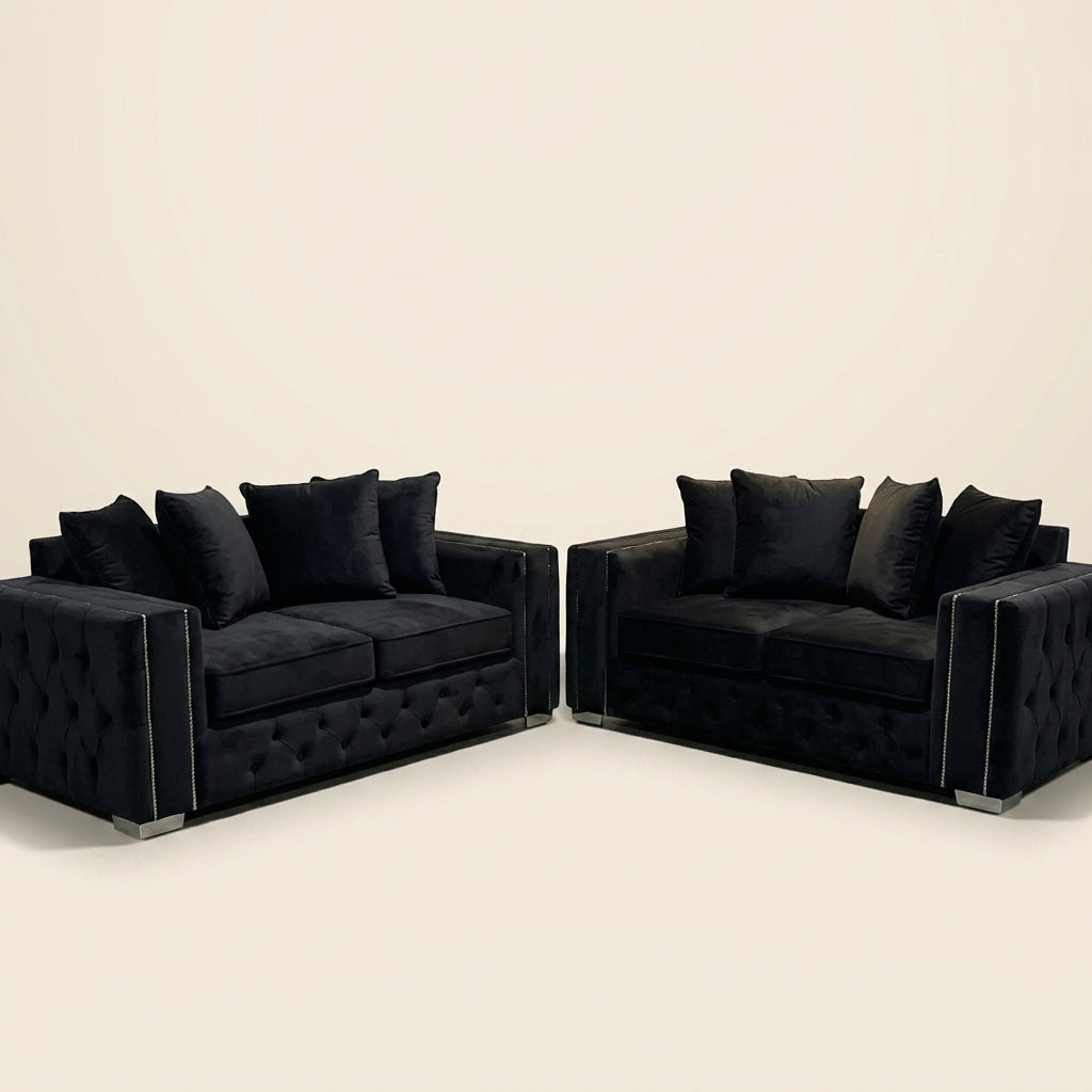 Alaska Corner Sofa - 2 Seater and 3 Seater - Black