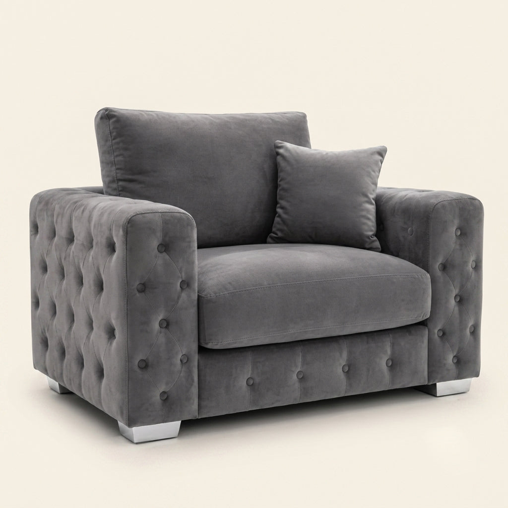 Ashton Chesterfield Sofa - 1 Seater - Grey