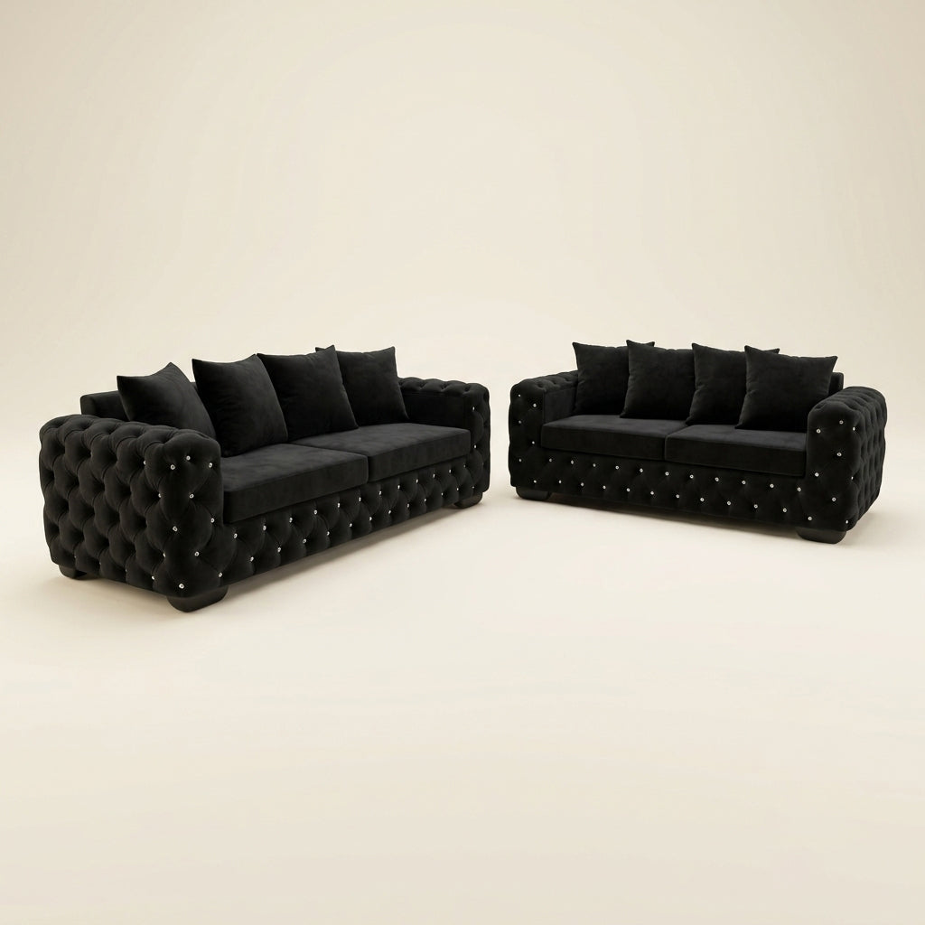 Ashton Chesterfield Sofa - 2 Seater and 3 Seater - Black