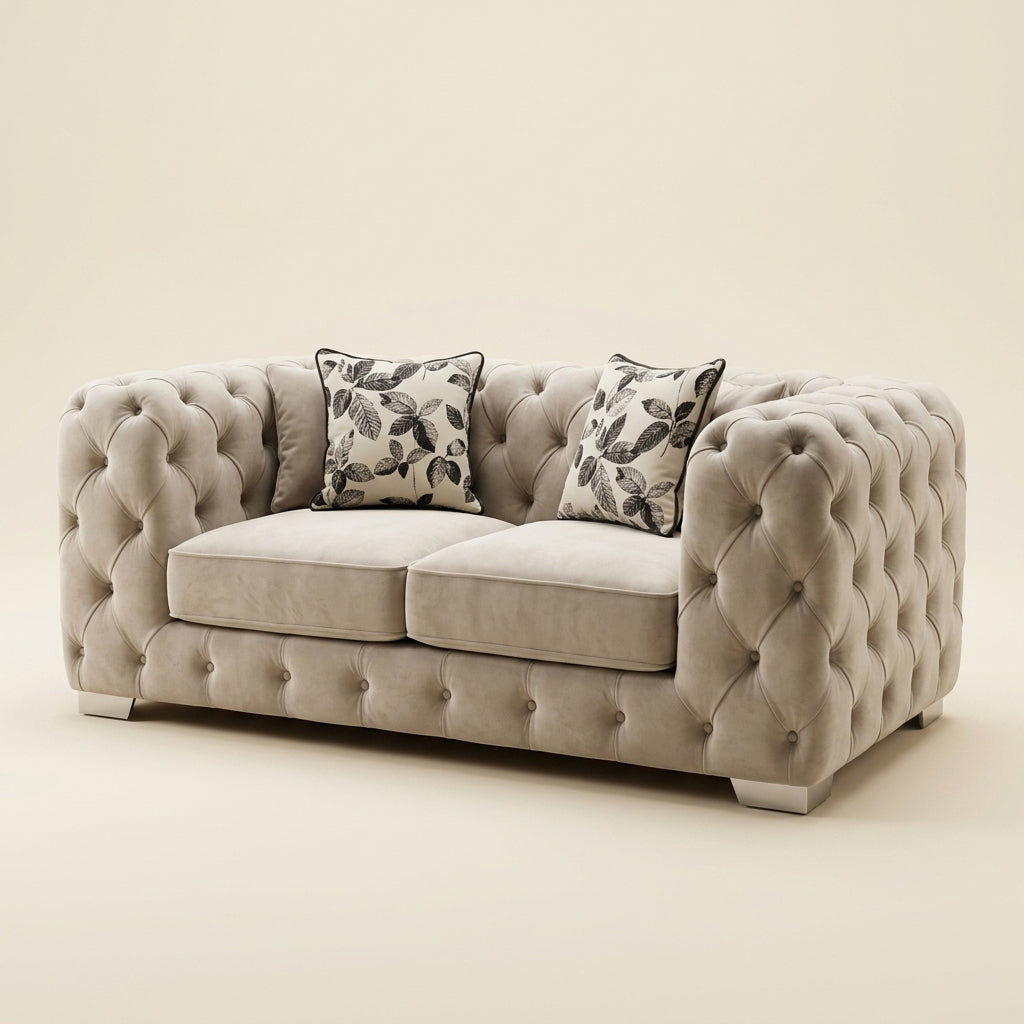 Ashton Chesterfield Sofa - 2 Seater and 3 Seater - Cream