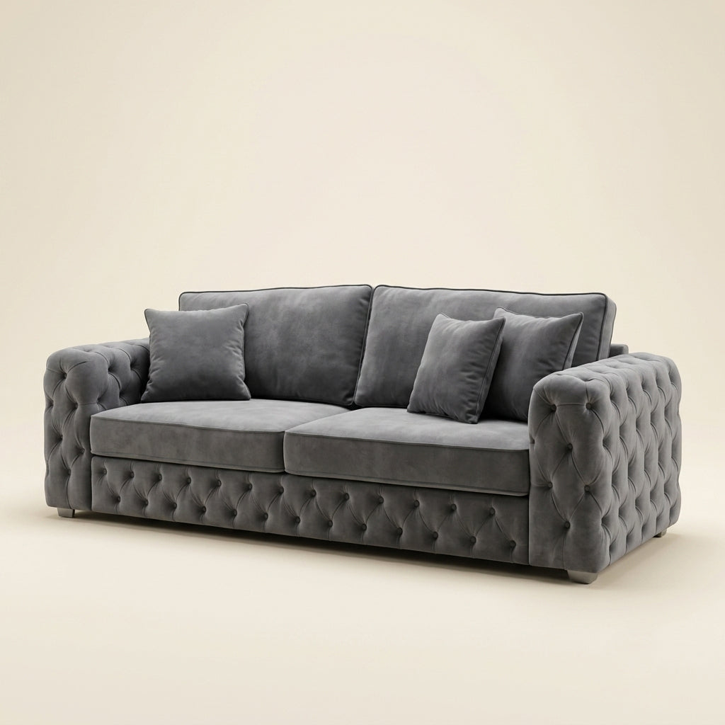 Ashton Chesterfield Sofa - 2 Seater and 3 Seater - Grey