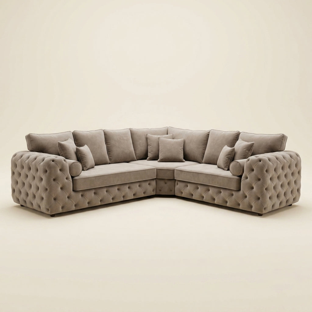 Ashton Chesterfield Sofa - 4 Seater Corner - Cream