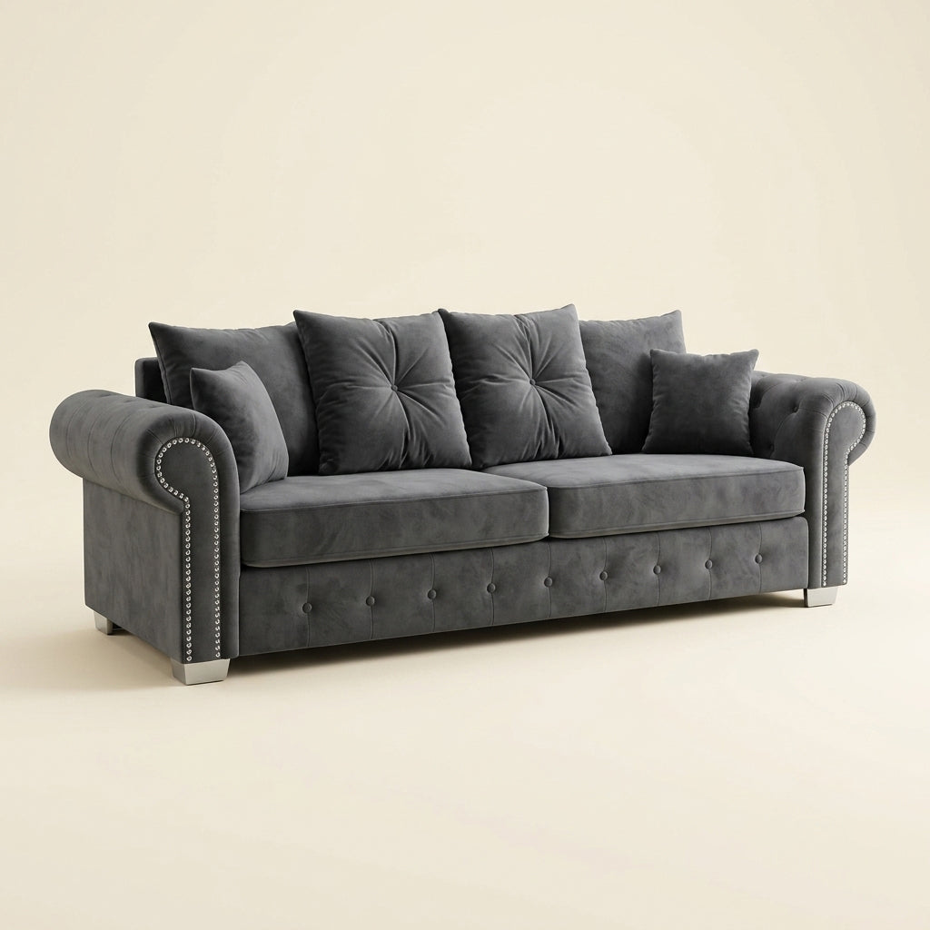 Ashwin Corner Sofa - 2 Seater and 3 Seater - Dark Grey