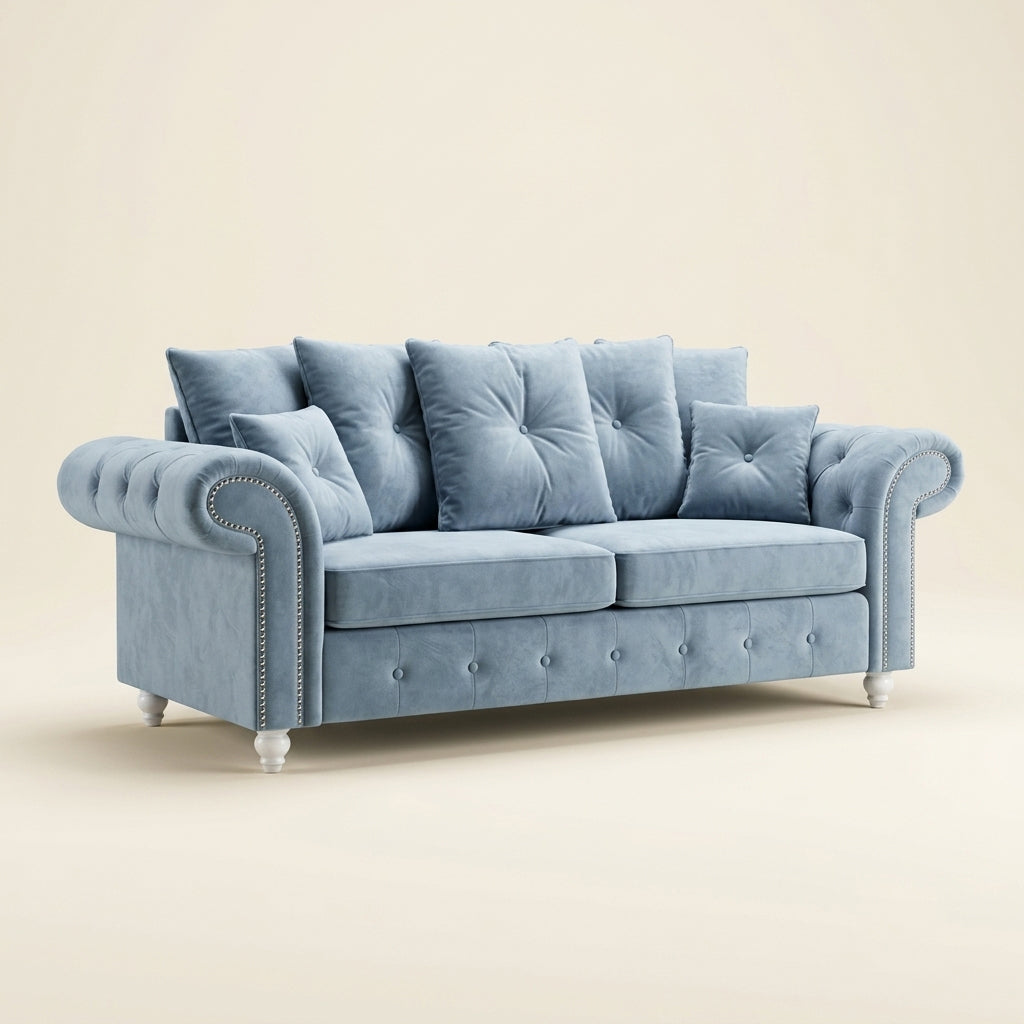 Ashwin Corner Sofa - 2 Seater and 3 Seater - Silver