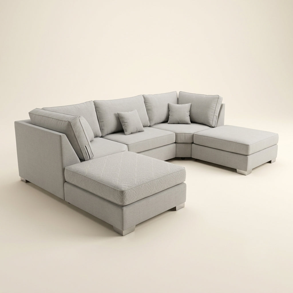 Bishop U-Shape Sofa - Light Grey