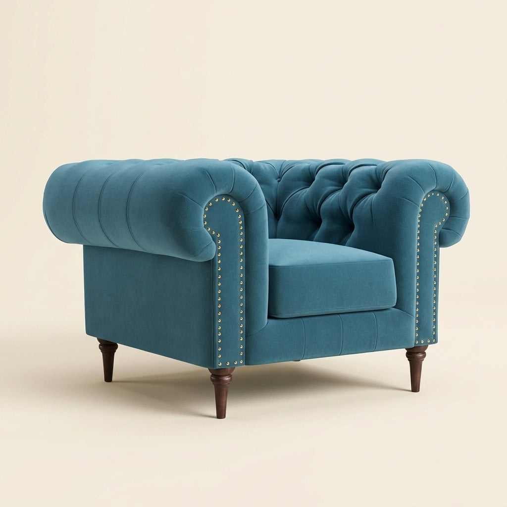 Chesterfield Sofa - 1 Seater - Blue