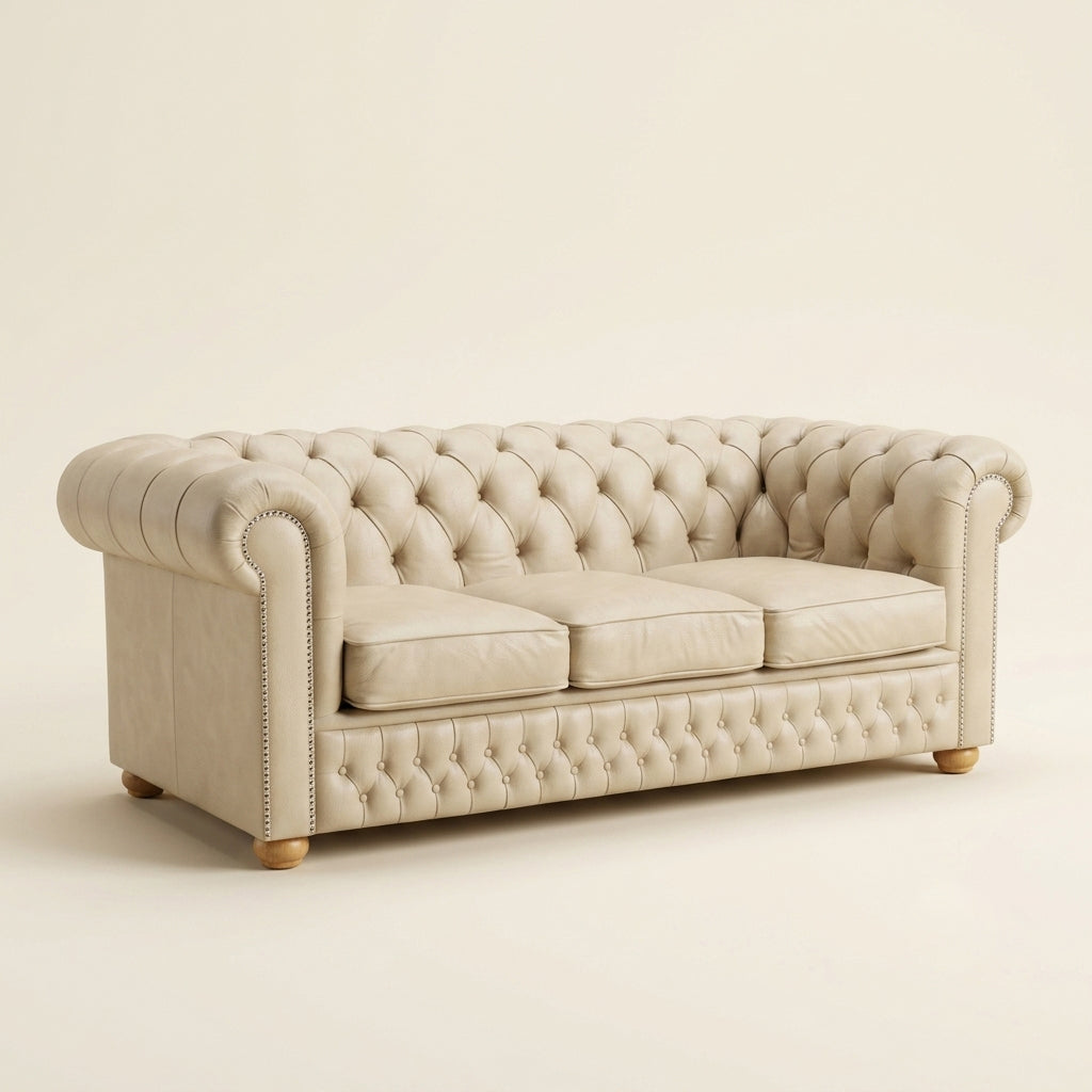 Chesterfield Sofa - 2 Seater and 3 Seater - Cream