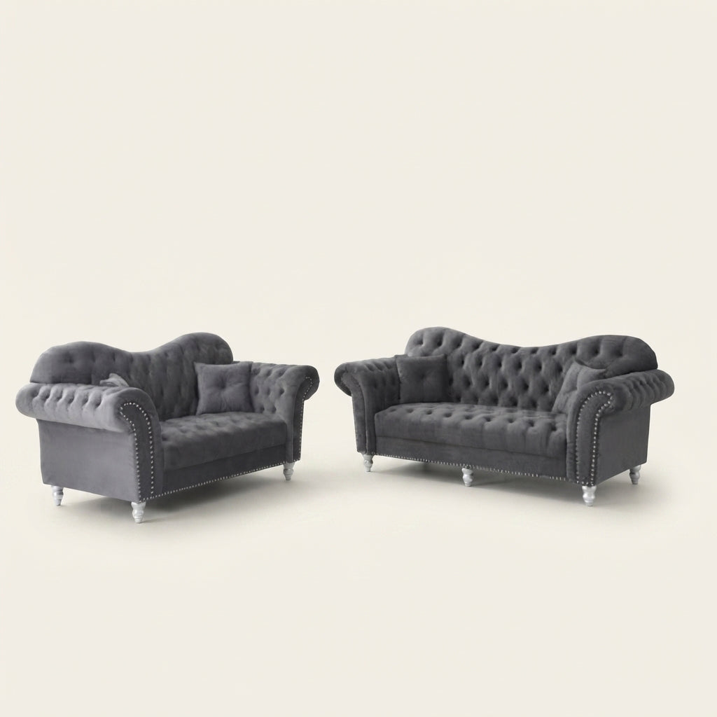 Elegance Sofa | Chesterfield-Style, Plain Seat Cushions, Made to Order UK