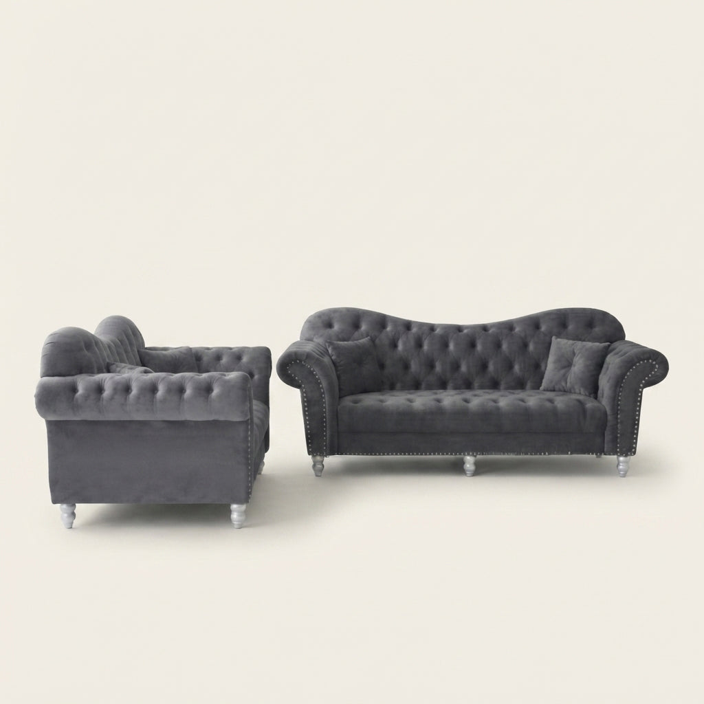 Elegance Sofa | Chesterfield-Style, Plain Seat Cushions, Made to Order UK
