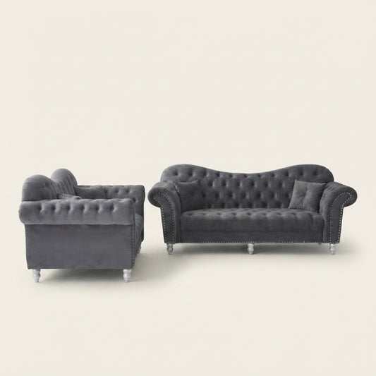 Elegance Sofa | Chesterfield-Style, Plain Seat Cushions, Made to Order UK