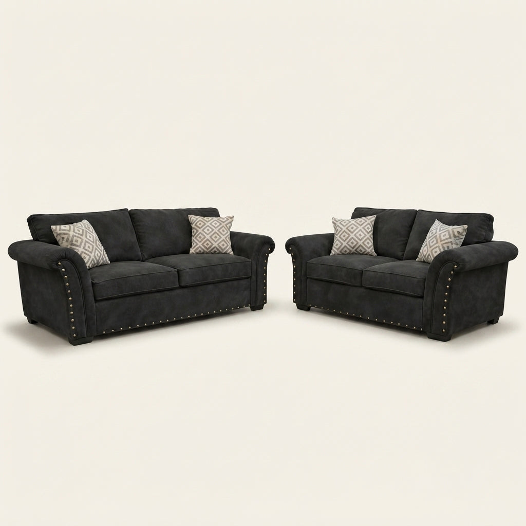 Harrison Corner Sofa - 2 Seater and 3 Seater - Black
