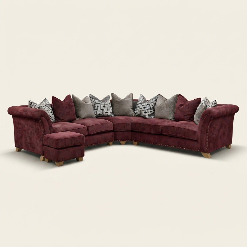 Harrison Corner Sofa - 5 Seater Corner - Maroon