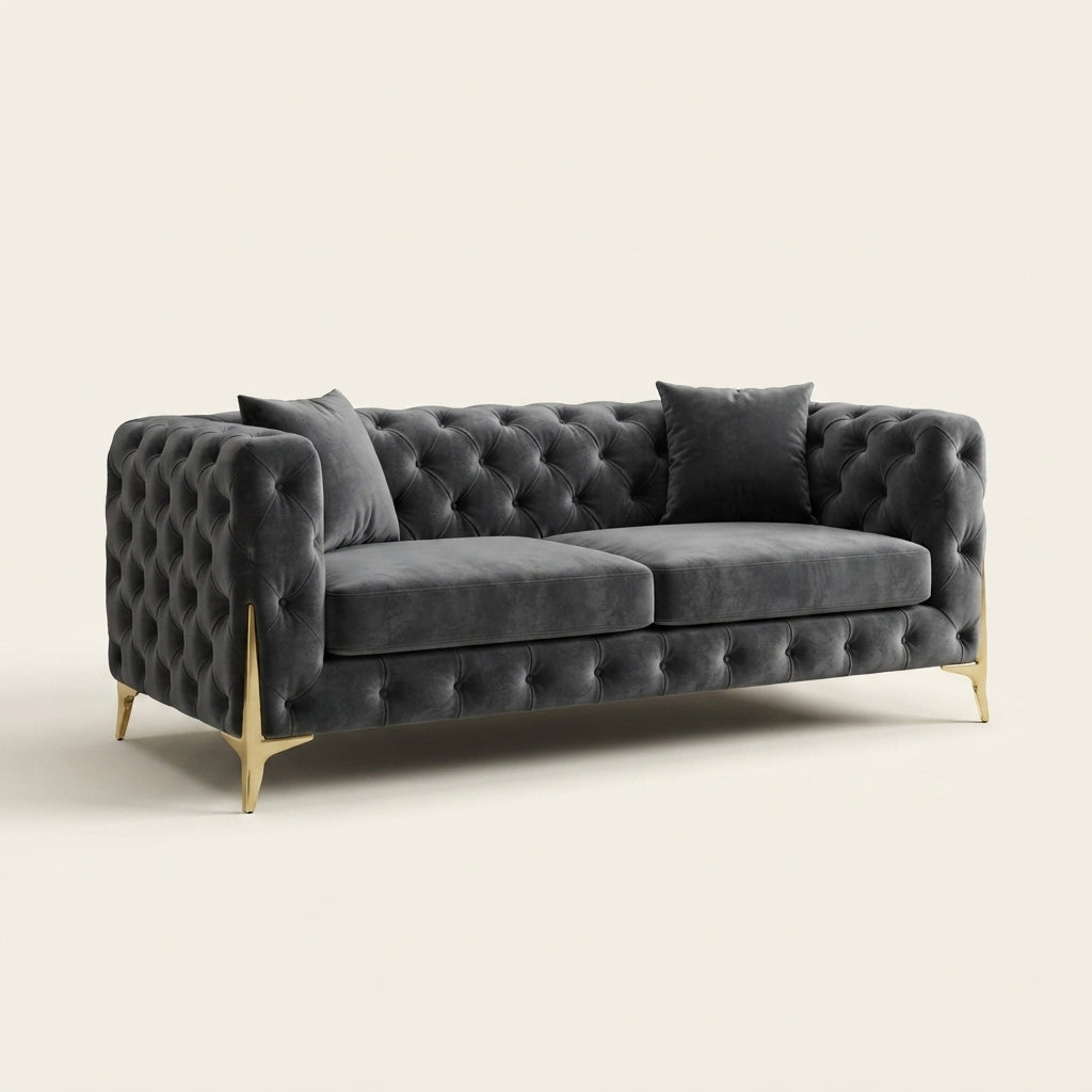 Italian Chesterfield Sofa - 2 Seater and 3 Seater - Black
