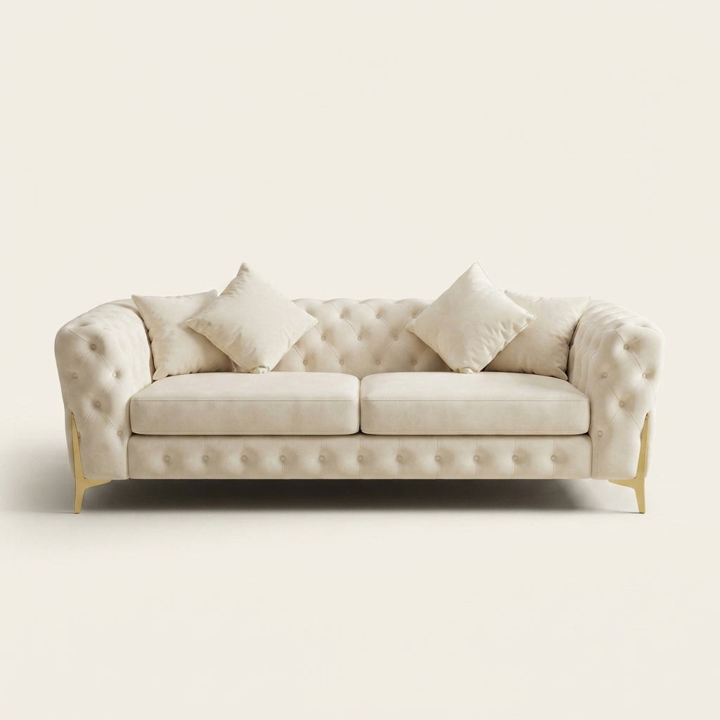 Italian Chesterfield Sofa - 2 Seater and 3 Seater - Cream