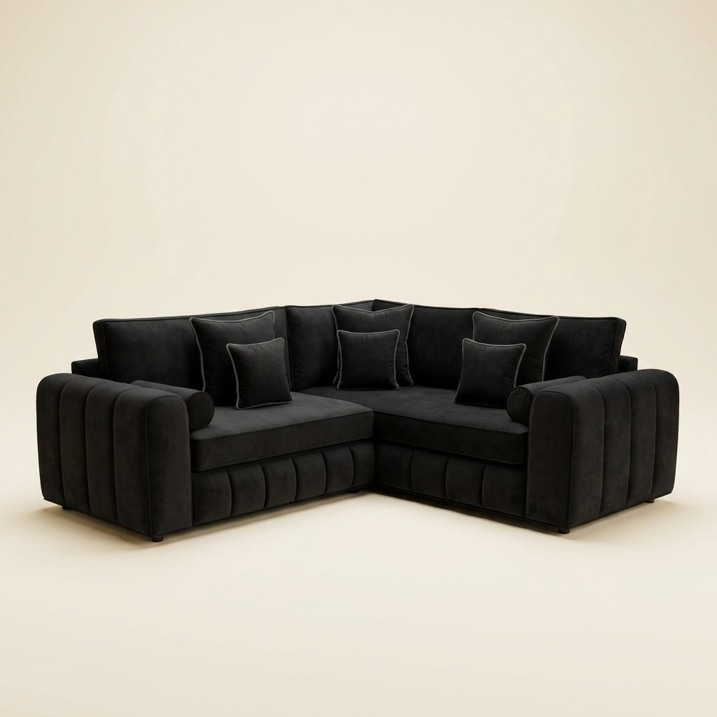Lilly Corner Sofa - 4 Seater Corner - Black