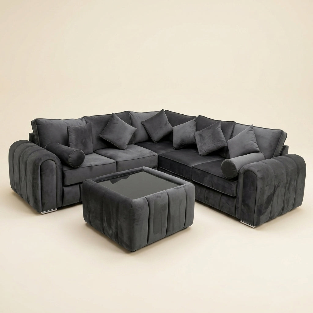 Lilly Corner Sofa - 5 Seater Corner - Black
