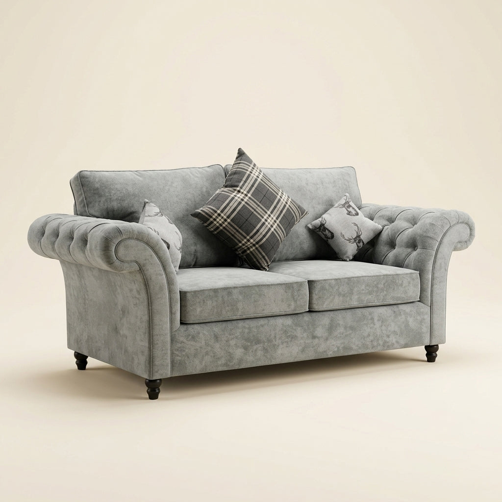 Nicole Corner Sofa - 2 Seater and 3 Seater - Grey