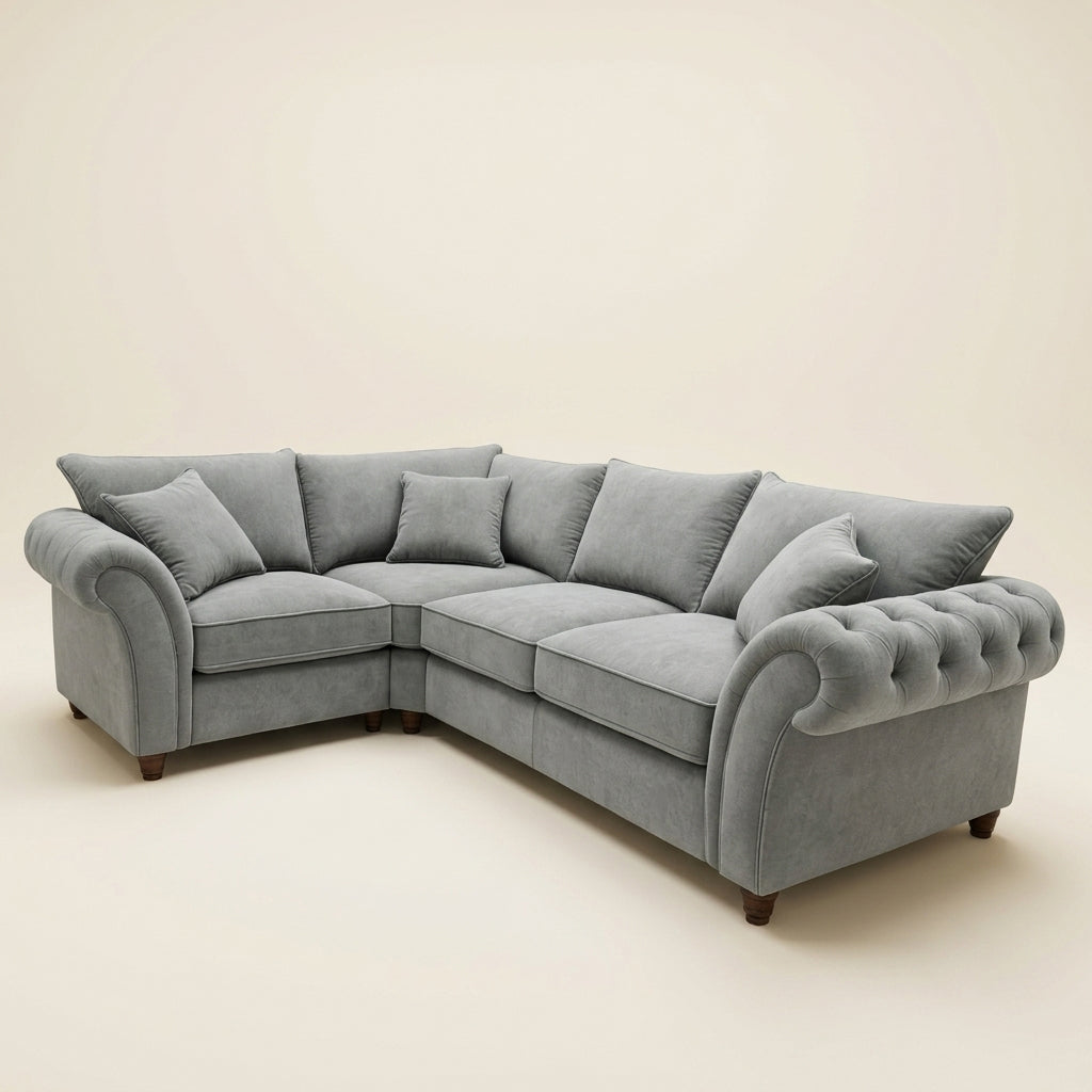 Nicole Corner Sofa - 4 Seater Corner - Silver