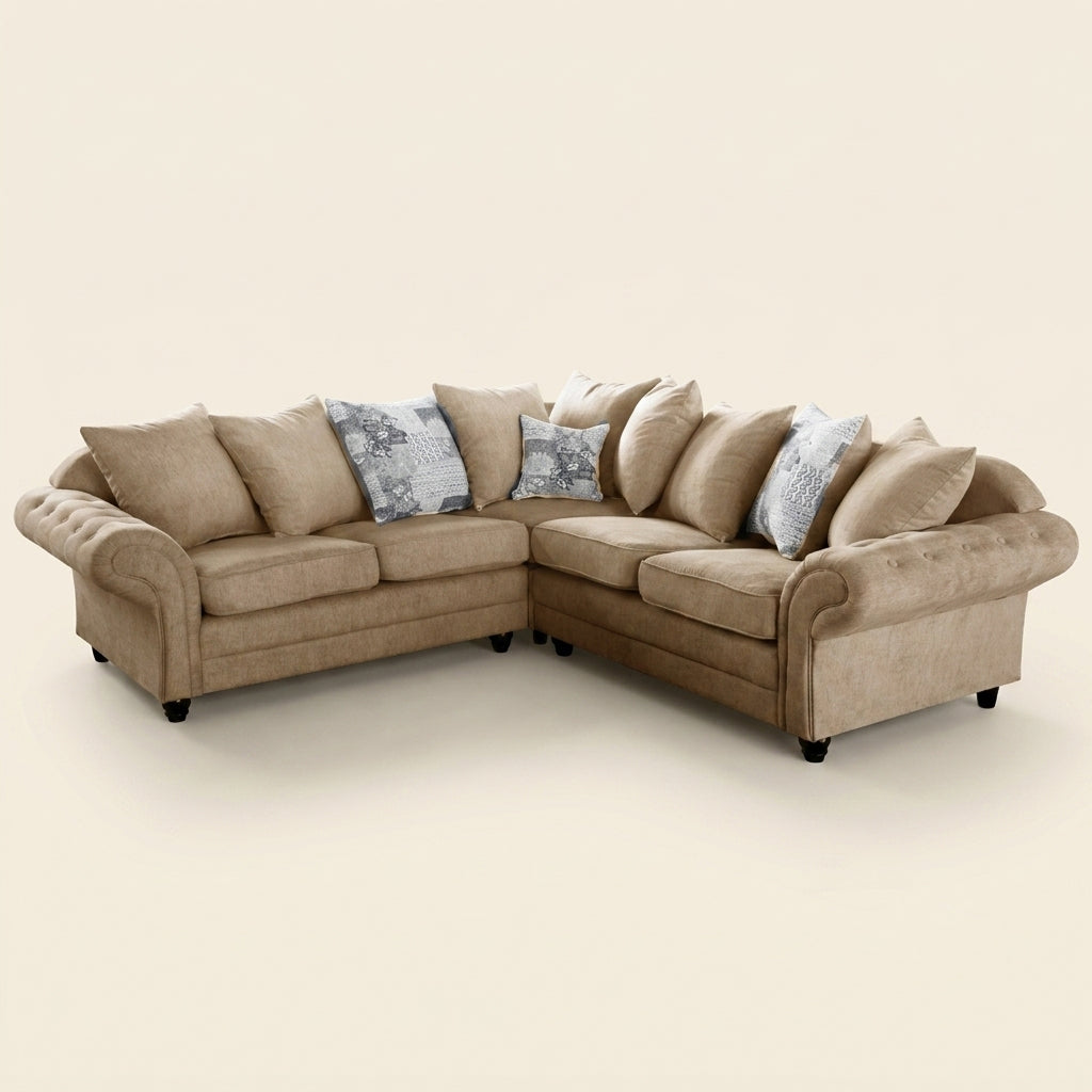 Nicole Corner Sofa - 5 Seater Corner - Beige