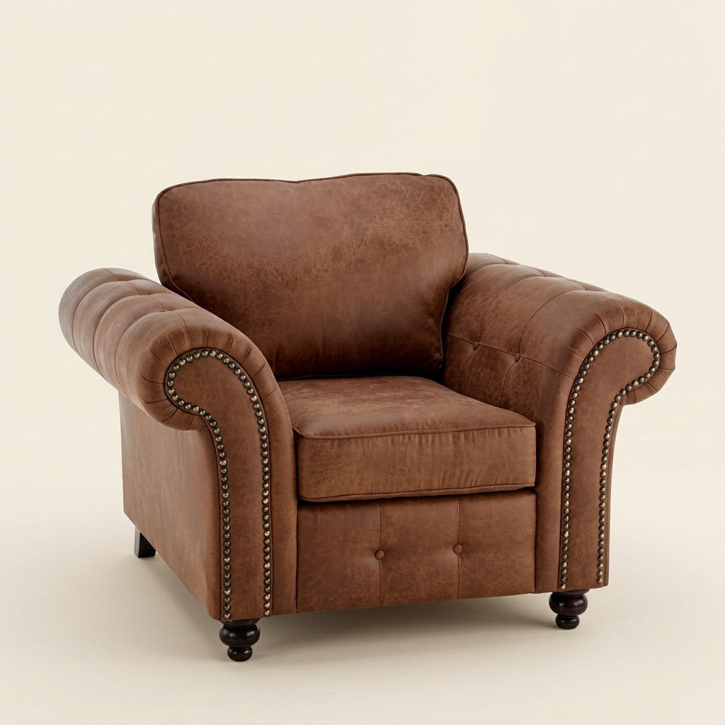 Oakland Leather Sofa - 1 Seater - Brown