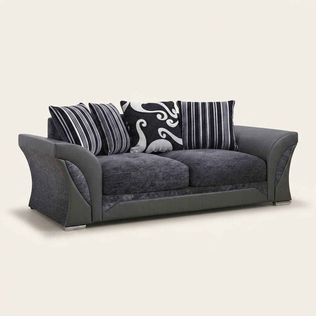 Shannon Corner Sofa - 2 Seater and 3 Seater - Black