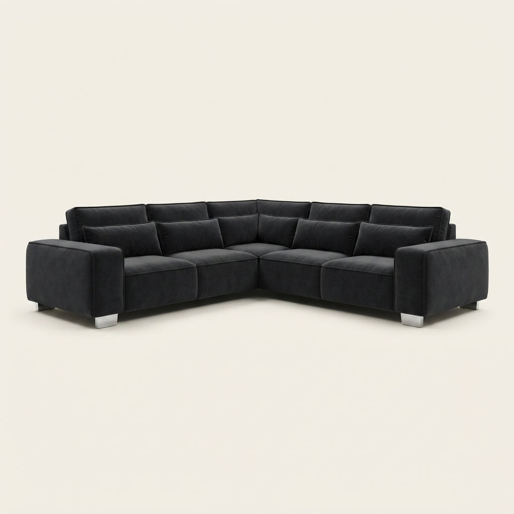 Sloane Corner Sofa - 5 Seater Corner - Black