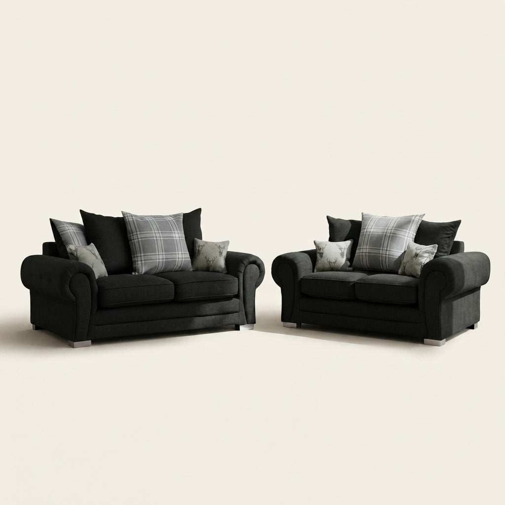 Verona Corner Sofa - 2 Seater and 3 Seater - Black