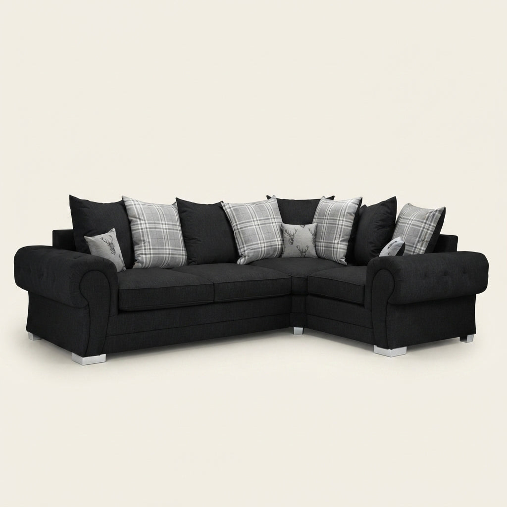 Verona Corner Sofa - 4 Seater Corner - Black