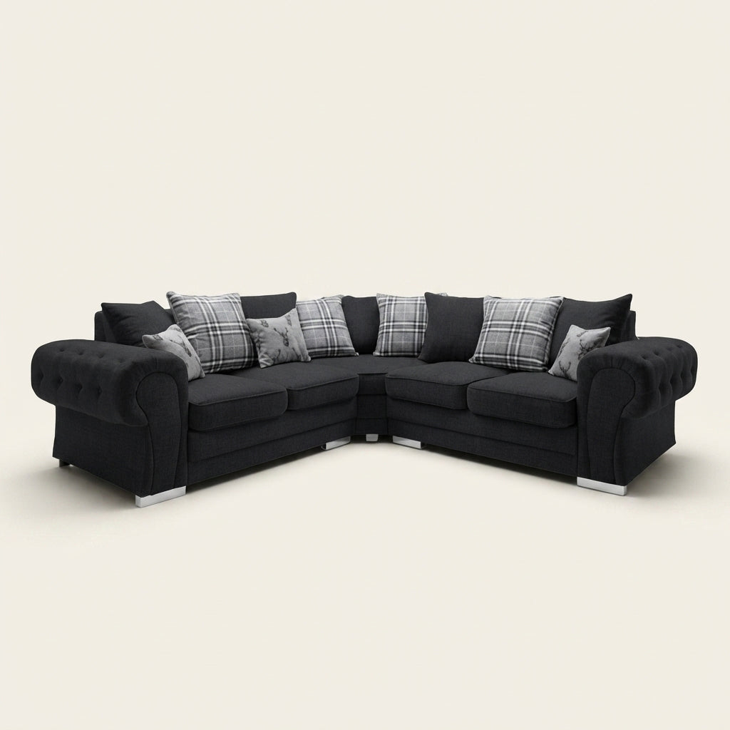 Verona Corner Sofa - 5 Seater Corner - Black