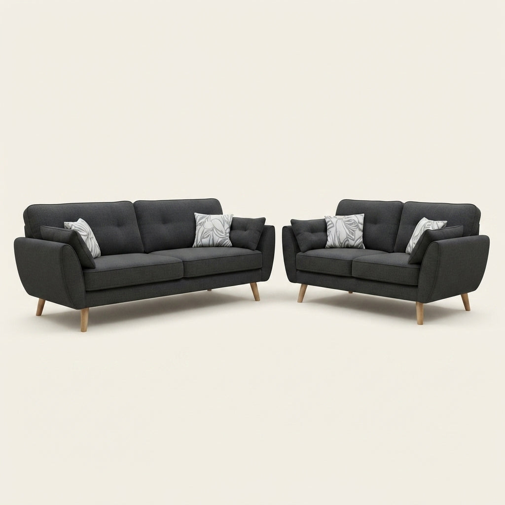 Zinc Corner Sofa - 2 Seater and 3 Seater - Black
